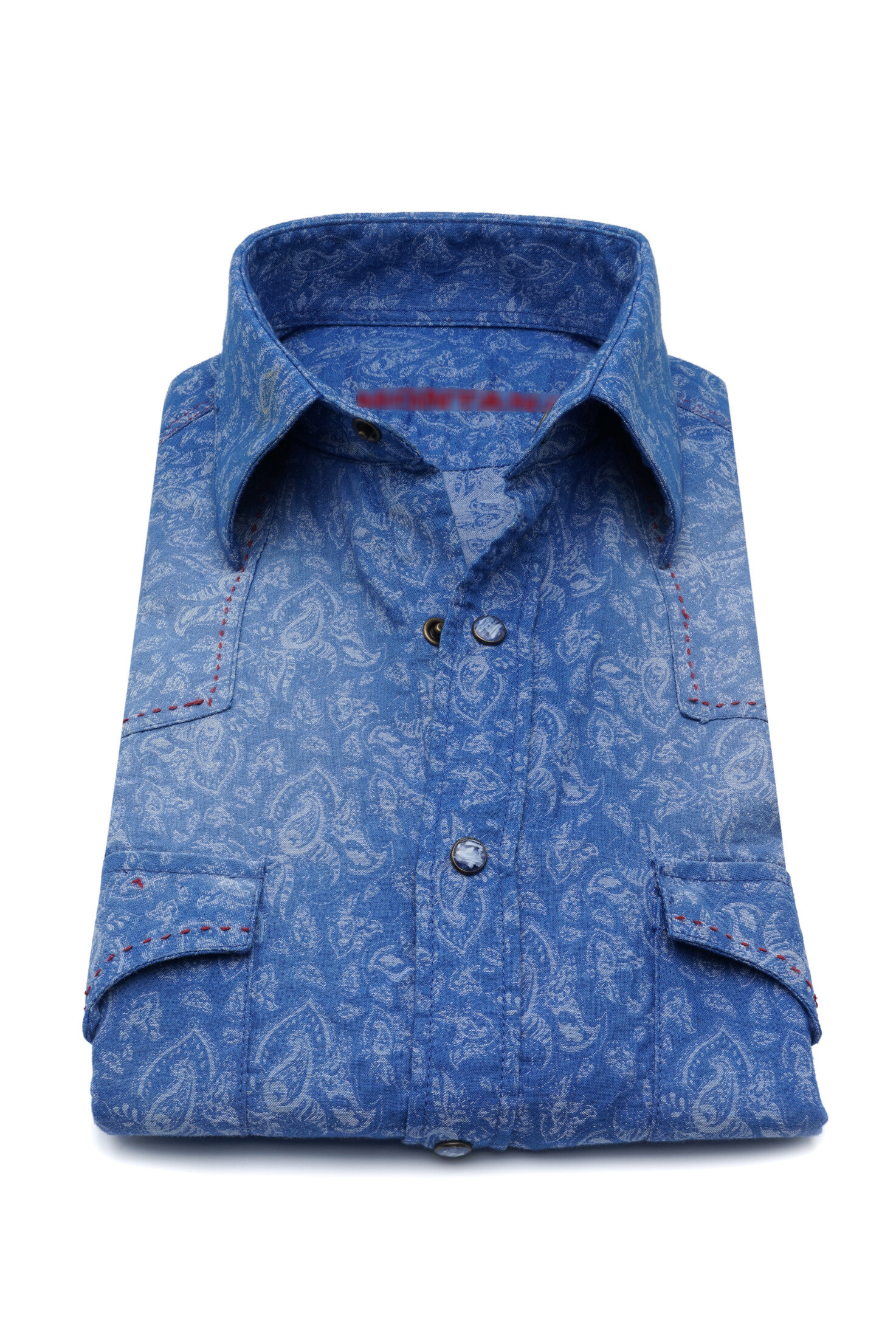 280 JA004 | Jacquard Shirts | Private Label Shirt Manufacturer | Turkey: % 100 Cotton - Paisley Design - Woven - Western Yoke - Western - Snap Buttons - Double Pockets - Flaps - Stop Stitch - Contrast Stitch