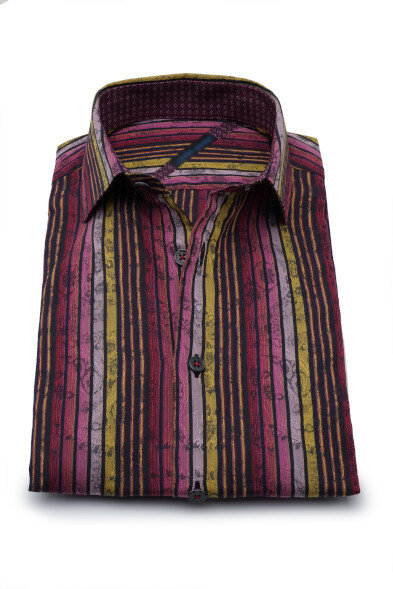 JA001 | Jacquard Shirts | Private Label Shirt Manufacturer | Turkey: Cot-Pes - Woven - Multi Color - Striped