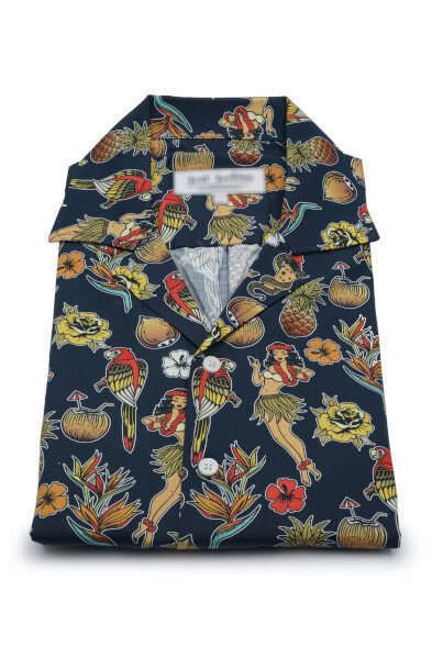 PR001 | Printed Shirts | Private Label Shirt Manufacturer: % 100 Cotton 50/1 Poplin - Digital Print - Hawaii Collar - Aloha Pattern - Short Sleeve - Summer Shirt