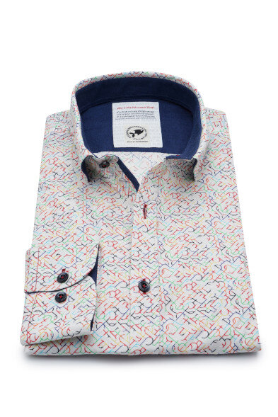 PR016 | Printed Shirts | Private Label Shirt Manufacturer | Turkey: % 97 Cotton % 3 EA - Poplin Printed - Stretch Poplin - Printed Shirt Stylish - Summer Look - Multicolor - Long Sleeve