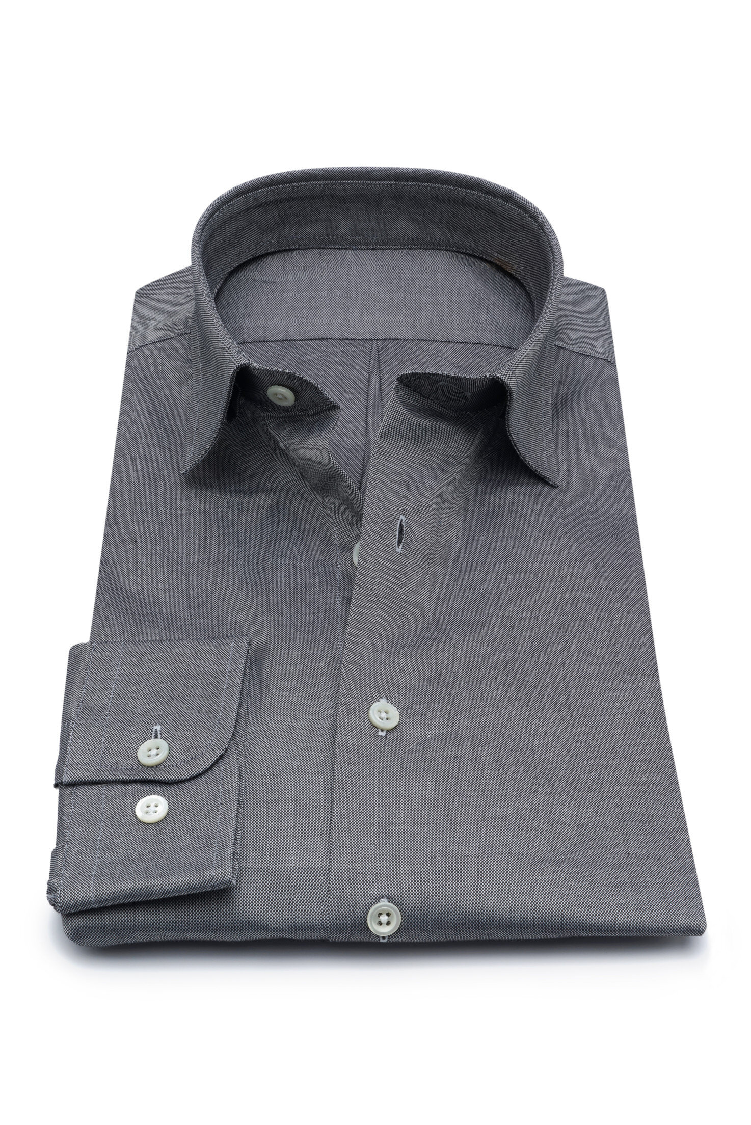 559 YARN015 | Yarn Dyed Shirts | Private Label Shirt Manufacturer | Turkey: % 100 Cotton - Oxford Weave - Grey - Antracite - OffiCe Shirt - Long Sleeve - Hidden Buttondown