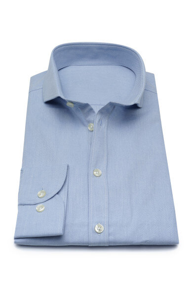 YARN010 | Yarn Dyed Shirts | Private Label Shirt Manufacturer | Turkey: % 100 Cotton 80/2 - Classical Shirt - Clean Look - Italian Collar - Lt Blue - Twill - Long Sleeve